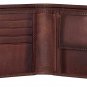 Genuine Leather RFID Blocking Slim Men's Bifold Center Flap Crackle Brown Wallet