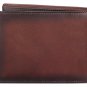 Genuine Leather RFID Blocking Slim Men's Bifold Center Flap Crackle Brown Wallet