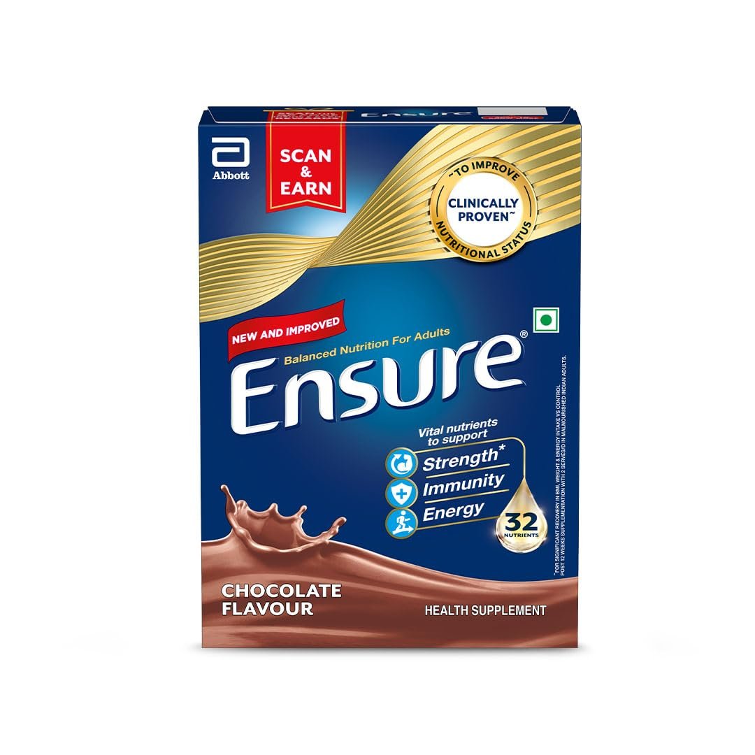 Ensure Powder Complete Balanced Drink for Adults 375gm Chocolate Flavor For Strength Immunity Energy