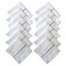 White Striped Men's Pocket Handkerchiefs Hanky 100% Cotton, Pack of 12, XXL King Size White Striped Men's Pocket Handkerchiefs Hanky 100% Cotton, Pack of 12, XXL King Size