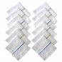White Striped Men's Pocket Handkerchiefs Hanky 100% Cotton, Pack of 12, XXL King Size