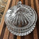 elegant cut glass bowl with lid - radiating cuts