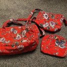 set of 3 matching travel bags - bright floral pattern - plastic lining - zip top