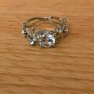women's ring, size 7 1/2, silvery with clear stones - truly lovely!