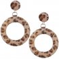 Brown Cheetah Faux Fur Hoop Earrings