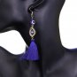 Blue Evil Eye Beaded Tassel Drop Earrings