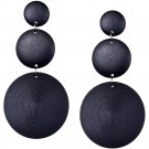 Black Triple Circular Cascade Wooden Earrings
