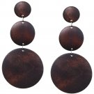Dark Brown Triple Circular Cascade Wooden Earrings