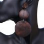 Dark Brown Triple Circular Cascade Wooden Earrings