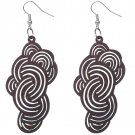 Dark Brown Swirly Cloud Wooden Earrings