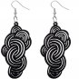 Black Swirly Cloud Wooden Earrings