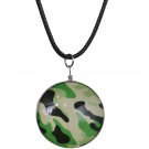 Green Brown Camo Murano Glass Cord Necklace