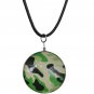 Green Brown Camo Murano Glass Cord Necklace