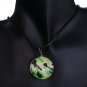 Green Brown Camo Murano Glass Cord Necklace