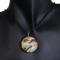 Green Brown Camo Murano Glass Cord Necklace