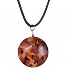 Green Brown Camo Murano Glass Cord Necklace