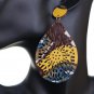 Brown Yellow Evil Eye Wooden Earrings
