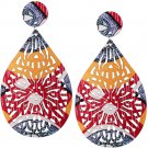 Red Yellow Evil Eye Wooden Earrings