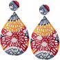 Red Yellow Evil Eye Wooden Earrings