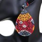 Red Yellow Evil Eye Wooden Earrings
