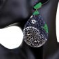 Green Blue Evil Eye Wooden Earrings