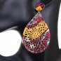 Yellow Pink Evil Eye Wooden Earrings