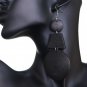 Black Triple Geometric Wooden Drop Earrings