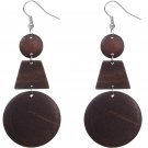 Dark Brown Triple Geometric Wooden Earrings