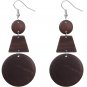 Dark Brown Triple Geometric Wooden Earrings