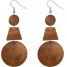 Brown Triple Geometric Wooden Earrings