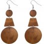 Brown Triple Geometric Wooden Earrings