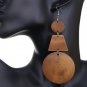 Brown Triple Geometric Wooden Earrings