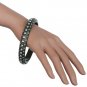 Green Triple Row Rhinestone Bangle Bracelet