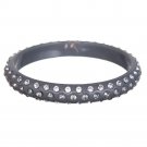 Gray Triple Row Rhinestone Bangle Bracelet