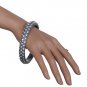 Gray Triple Row Rhinestone Bangle Bracelet