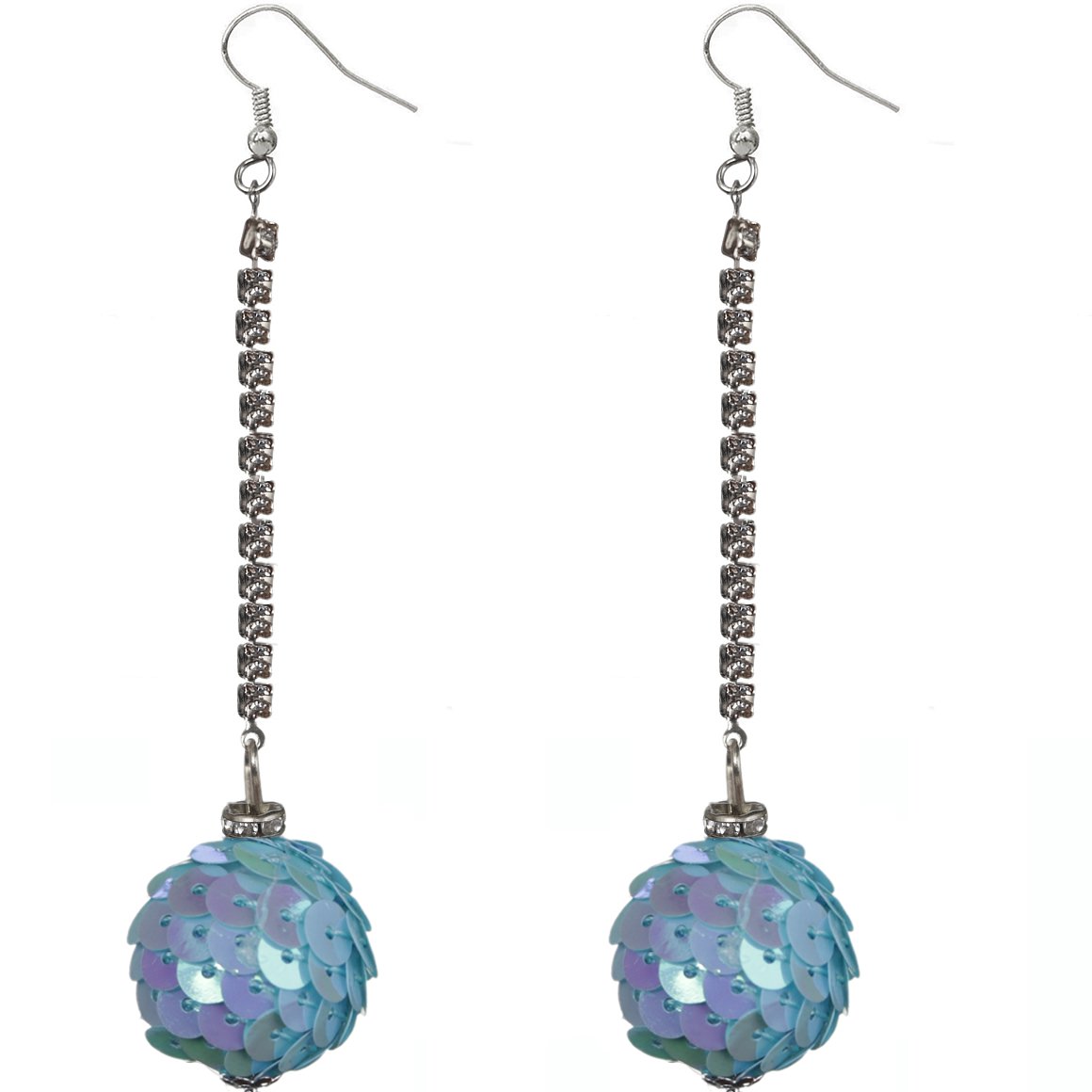 Blue Iridescent Confetti Ball Chain Earrings