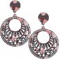 Brown Wooden Floral Design Drop Earrings