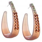 Orange Two Tone Rhinestone Hoop Earrings