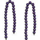 Purple Beaded Thread Dangle Earrings