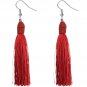 Red Long Wrap Tassel Earrings