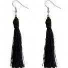 Black Long Wrap Tassel Earrings