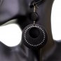 Black Wooden Gemstone Drop Hoop Earrings