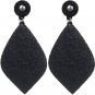 Black Silver Felt Pave Diamond Shaped Rhinestone Earrings