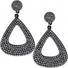 Black Silver Felt Pave Teardrop Rhinestone Earrings