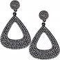 Black Silver Felt Pave Teardrop Rhinestone Earrings