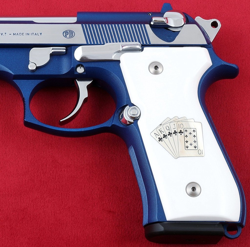 Beretta 92 Fs Inox Grips Made From White Acrylic Pmma And Silver Custom