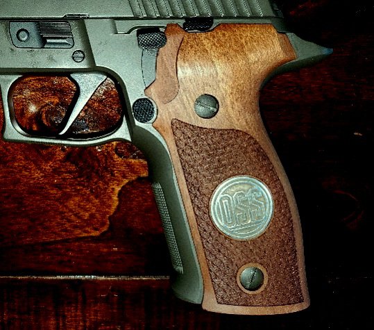 Sig Sauer P226 Grips Made Of Walnut Wood With Custom Logo Made Of Silver