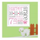 Baby Girl Stats Announcement Print