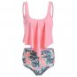 Floral Print U Neck Tankini Set