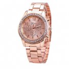 The New Fashion Lady Business Steel Rose Gold Quartz Diamond Wrist Watch